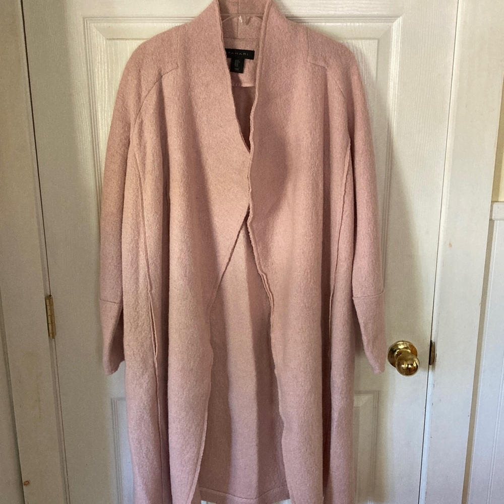 Tahari Blush Pink Open-Front Long Cardigan Sweater